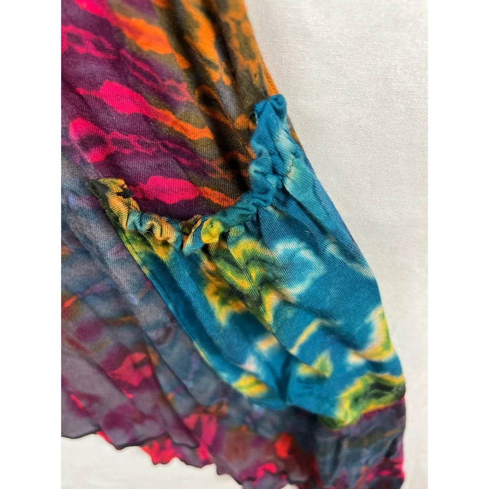 Kathmandu Imports Tunic Top Womens S/M Multicolor Tie Dye Stretch Boho Pockets - Picture 3 of 10